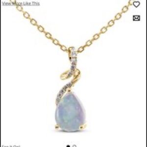 Opal Necklace 1/20 ct tw Diamonds 10K Yellow Gold